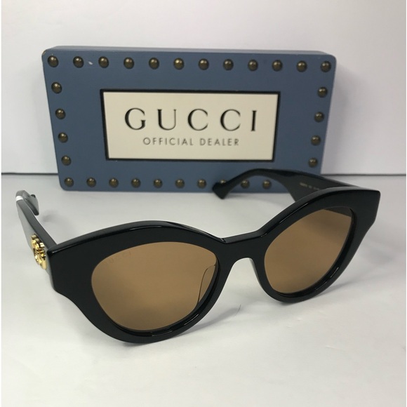💯 Authentic GUCCI GG0957S 003 cat eye Gucci sunglass black frame brown lenses. - Picture 5 of 11